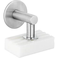 WENKO Porte Savon Mural Aimanté, Porte Savon Magnétique, Fixation Sans Perçage "Turbo Loc", Acier Inox, 4,5x4x7 Cm, Mat