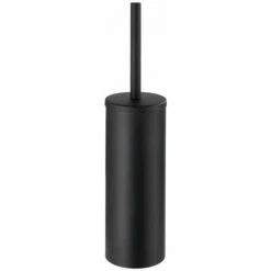 WENKO Brosse WC Murale Orea, Brosse WC Suspendue, Brosse WC Noire, Design Fermé, Fixation Murale Inclus, Acier Inox - Plastique, Ø 9x40,5 Cm, Noir -WENKO Soldes 34510141 2