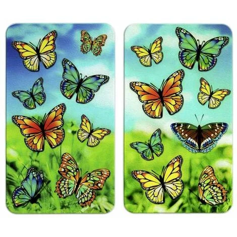 WENKO Protection Plaque De Cuisson, Couvre Plaque De Cuisson En Verre "Papillons", Lot De 2, Verre Trempé, 30x52 Cm, Multicolore 3 WENKO Protection Plaque De Cuisson, Couvre Plaque De Cuisson En Verre "Papillons", Lot De 2, Verre Trempé, 30x52 Cm, Multicolore