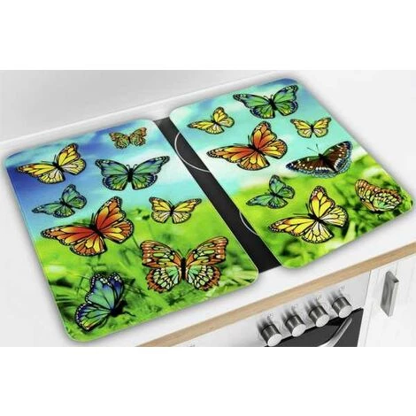 WENKO Protection Plaque De Cuisson, Couvre Plaque De Cuisson En Verre "Papillons", Lot De 2, Verre Trempé, 30x52 Cm, Multicolore 4 WENKO Protection Plaque De Cuisson, Couvre Plaque De Cuisson En Verre "Papillons", Lot De 2, Verre Trempé, 30x52 Cm, Multicolore – Image 2