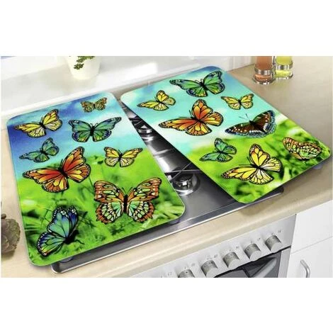 WENKO Protection Plaque De Cuisson, Couvre Plaque De Cuisson En Verre "Papillons", Lot De 2, Verre Trempé, 30x52 Cm, Multicolore 5 WENKO Protection Plaque De Cuisson, Couvre Plaque De Cuisson En Verre "Papillons", Lot De 2, Verre Trempé, 30x52 Cm, Multicolore – Image 3