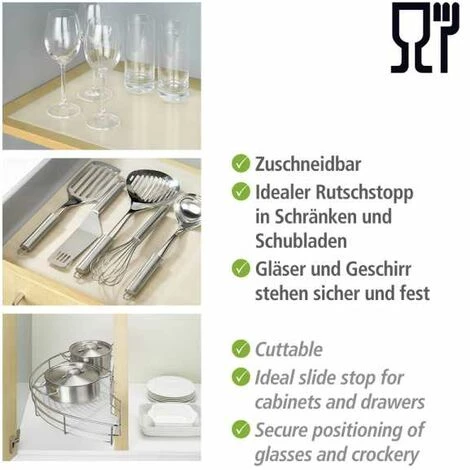 WENKO Tapis Fond De Tiroir Avec Picots, Tapis Antidérapant Tiroir, Protection Tiroir Cuisine, Découpable, Plastique, 150x50 Cm, Transparent 4 WENKO Tapis Fond De Tiroir Avec Picots, Tapis Antidérapant Tiroir, Protection Tiroir Cuisine, Découpable, Plastique, 150x50 Cm, Transparent – Image 2