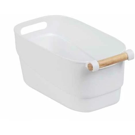 WENKO Organiseur Placard S, Bac De Rangement Cuisine Avec Poignée Bois, Compatible Lave Vaisselle, Plastique - Bois, 14,5x12x27 Cm, Blanc - Marron - Blanc 3 WENKO Organiseur Placard S, Bac De Rangement Cuisine Avec Poignée Bois, Compatible Lave Vaisselle, Plastique - Bois, 14,5x12x27 Cm, Blanc - Marron - Blanc