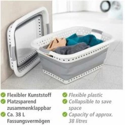 WENKO Panier à Linge Plastique, Panier à Linge Pliable, Capacité 38L, Polypropylène - Plastique, 61x26x45 Cm, Blanc-gris 9 WENKO Panier à Linge Plastique, Panier à Linge Pliable, Capacité 38L, Polypropylène - Plastique, 61x26x45 Cm, Blanc-gris -WENKO Soldes 34510155 3
