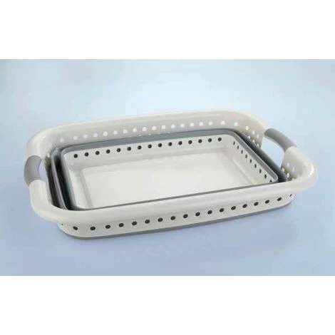 WENKO Panier à Linge Plastique, Panier à Linge Pliable, Capacité 38L, Polypropylène - Plastique, 61x26x45 Cm, Blanc-gris 7 WENKO Panier à Linge Plastique, Panier à Linge Pliable, Capacité 38L, Polypropylène - Plastique, 61x26x45 Cm, Blanc-gris – Image 5