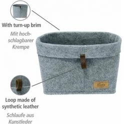 WENKO Panier Feutre Feli L, Corbeille En Feutre, Rangement Décoratif Salon - Cuisine - Salle De Bain, Polyester, 30x19x18 Cm, Gris -WENKO Soldes 34510158 2