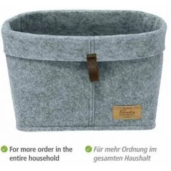 WENKO Panier Feutre Feli L, Corbeille En Feutre, Rangement Décoratif Salon - Cuisine - Salle De Bain, Polyester, 30x19x18 Cm, Gris -WENKO Soldes 34510158 3