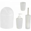 WENKO Set Accessoires Salle De Bain, Gobelet Brosse à Dent, Distributeur Savon Liquide, Brosse WC, Et Petite Poubelle Salle De Bain Arktis, Blanc