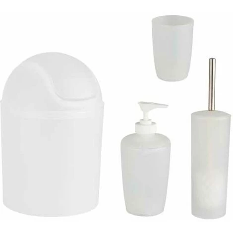 WENKO Set Accessoires Salle De Bain, Gobelet Brosse à Dent, Distributeur Savon Liquide, Brosse WC, Et Petite Poubelle Salle De Bain Arktis, Blanc 3 WENKO Set Accessoires Salle De Bain, Gobelet Brosse à Dent, Distributeur Savon Liquide, Brosse WC, Et Petite Poubelle Salle De Bain Arktis, Blanc