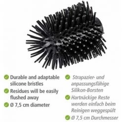 WENKO Brosse WC Silicone Avec Tête De Rechange, Plastique Blanc, Silicone Noir -WENKO Soldes 34510163 3