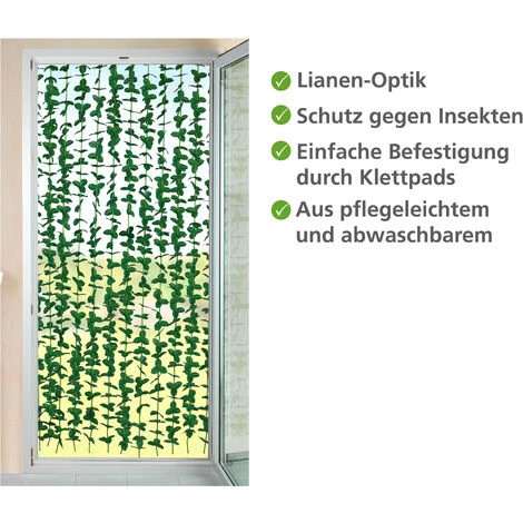 WENKO Rideau De Porte Décoratif Liane, Rideau De Protection Contre Les Insectes Pour Le Balcon, La Terrasse & L'appartement, Avec Fixations Autoadhésives, Polyester Lavable, Fabriqué à La Main, 90x190 Cm, Vert 4 WENKO Rideau De Porte Décoratif Liane, Rideau De Protection Contre Les Insectes Pour Le Balcon, La Terrasse & L'appartement, Avec Fixations Autoadhésives, Polyester Lavable, Fabriqué à La Main, 90x190 Cm, Vert – Image 2
