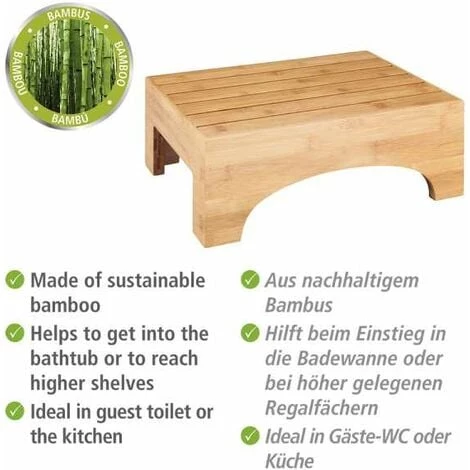 WENKO Marche Pied Salle De Bain Bambusa, Repose Pied Salle De Bain, Bois Bambou, 40x30x15 Cm, Marron 4 WENKO Marche Pied Salle De Bain Bambusa, Repose Pied Salle De Bain, Bois Bambou, 40x30x15 Cm, Marron – Image 2