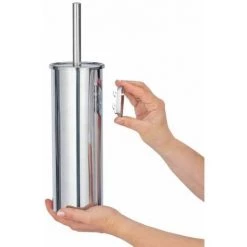 WENKO Brosse WC Suspendue Murale Basic, Brosse Wc Noire, Design Fermé, Acier Inox, 10x37x10,5 Cm, Brillant -WENKO Soldes 34686106 3