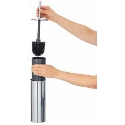 WENKO Brosse WC Suspendue Murale Basic, Brosse Wc Noire, Design Fermé, Acier Inox, 10x37x10,5 Cm, Brillant -WENKO Soldes 34686106 4