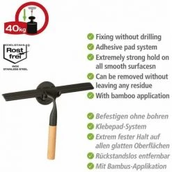 WENKO Raclette De Douche Bambusa, Raclette Salle De Bain, Acier Inox - Manche Bois Bambou, 24,3x17x3,5 Cm, Noir - Marron 9 WENKO Raclette De Douche Bambusa, Raclette Salle De Bain, Acier Inox - Manche Bois Bambou, 24,3x17x3,5 Cm, Noir - Marron -WENKO Soldes 34861026 3