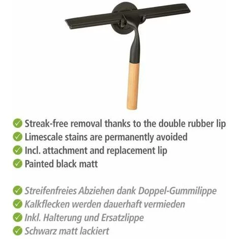 WENKO Raclette De Douche Bambusa, Raclette Salle De Bain, Acier Inox - Manche Bois Bambou, 24,3x17x3,5 Cm, Noir - Marron 6 WENKO Raclette De Douche Bambusa, Raclette Salle De Bain, Acier Inox - Manche Bois Bambou, 24,3x17x3,5 Cm, Noir - Marron – Image 4