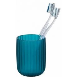 WENKO Porte Brosse à Dents Agropoli, Gobelet Salle De Bain, Porte Brosse à Dent, Plastique Surface Givrée, Ø 7,5x10 Cm, Pétrole -WENKO Soldes 35014613 3