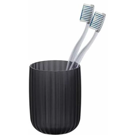 WENKO Porte Brosse à Dent Agropoli, Gobelet Salle De Bain, Plastique Surface Givrée, Ø 7,5x10 Cm, Gris 5 WENKO Porte Brosse à Dent Agropoli, Gobelet Salle De Bain, Plastique Surface Givrée, Ø 7,5x10 Cm, Gris – Image 3