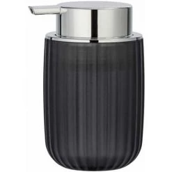 WENKO Distributeur De Savon Liquide Agropoli, Distributeur Savon Rechargeable, Capacité 250 Ml, Plastique Surface Givrée, 7,5x12,5x9 Cm, Gris