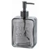 WENKO Distributeur De Savon Liquide "Pure Soap", Capacité 550 Ml, Distributeur De Savon Liquide En Verre, 9,5x20x6 Cm, Gris