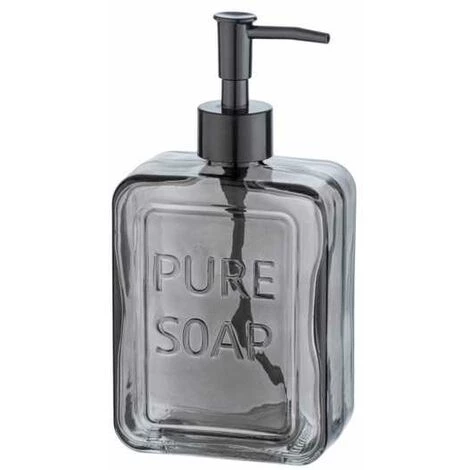 WENKO Distributeur De Savon Liquide "Pure Soap", Capacité 550 Ml, Distributeur De Savon Liquide En Verre, 9,5x20x6 Cm, Gris 3 WENKO Distributeur De Savon Liquide "Pure Soap", Capacité 550 Ml, Distributeur De Savon Liquide En Verre, 9,5x20x6 Cm, Gris