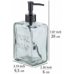 WENKO Distributeur De Savon Liquide "Pure Soap", Capacité 550 Ml, Distributeur De Savon Liquide En Verre, 9,5x20x6 Cm, Transparent 10 WENKO Distributeur De Savon Liquide "Pure Soap", Capacité 550 Ml, Distributeur De Savon Liquide En Verre, 9,5x20x6 Cm, Transparent -WENKO Soldes 35014622 4