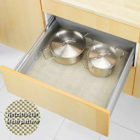 WENKO Fond De Tiroir Anti-dérapant, Protection Tiroir Cuisine, Découpable, Facile D'entretien, Polychlorure De Vinyle, 50x150 Cm, Beige 4 WENKO Fond De Tiroir Anti-dérapant, Protection Tiroir Cuisine, Découpable, Facile D'entretien, Polychlorure De Vinyle, 50x150 Cm, Beige – Image 2