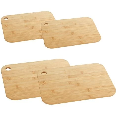 WENKO Lot De 4 Planches à Découper Bois Bambou, 2 Tailles Pour Les Légumes, La Viande 3 WENKO Lot De 4 Planches à Découper Bois Bambou, 2 Tailles Pour Les Légumes, La Viande