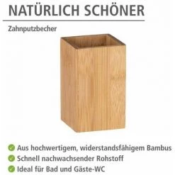 WENKO Set Accessoires Salle De Bain Bois Bambou, Gobelet Brosse à Dent, Distributeur Savon Liquide, Brosse WC, Padua 10 WENKO Set Accessoires Salle De Bain Bois Bambou, Gobelet Brosse à Dent, Distributeur Savon Liquide, Brosse WC, Padua -WENKO Soldes 35107701 4