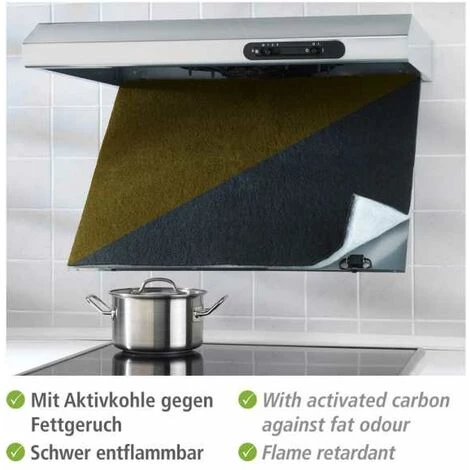 WENKO Filtre à Charbon Pour Hotte, Filtre Charbon Actif Anti Odeur, Pour Les Hottes De Taille Standard Jusqu'à 60 Cm, Lot De 3, Polyester, 57x47 Cm, Noir 4 WENKO Filtre à Charbon Pour Hotte, Filtre Charbon Actif Anti Odeur, Pour Les Hottes De Taille Standard Jusqu'à 60 Cm, Lot De 3, Polyester, 57x47 Cm, Noir – Image 2