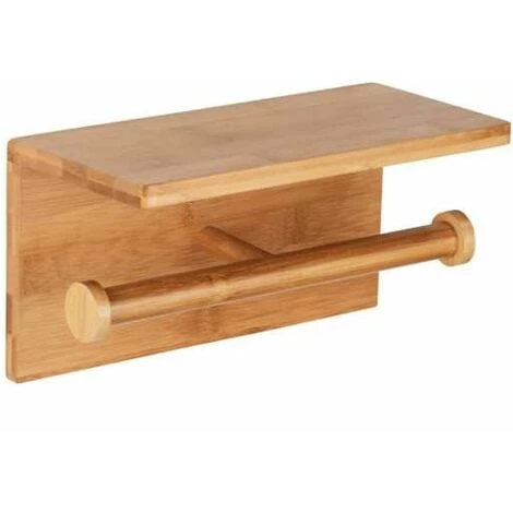 WENKO Porte Papier Toilette Bois Bambusa Avec Support Smartphone, Capacité De Rangement 2 Rouleaux, Bambou, 25x13x12 Cm, Marron 3 WENKO Porte Papier Toilette Bois Bambusa Avec Support Smartphone, Capacité De Rangement 2 Rouleaux, Bambou, 25x13x12 Cm, Marron