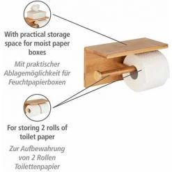 WENKO Porte Papier Toilette Bois Bambusa Avec Support Smartphone, Capacité De Rangement 2 Rouleaux, Bambou, 25x13x12 Cm, Marron 8 WENKO Porte Papier Toilette Bois Bambusa Avec Support Smartphone, Capacité De Rangement 2 Rouleaux, Bambou, 25x13x12 Cm, Marron -WENKO Soldes 35579986 2