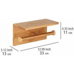 WENKO Porte Papier Toilette Bois Bambusa Avec Support Smartphone, Capacité De Rangement 2 Rouleaux, Bambou, 25x13x12 Cm, Marron 10 WENKO Porte Papier Toilette Bois Bambusa Avec Support Smartphone, Capacité De Rangement 2 Rouleaux, Bambou, 25x13x12 Cm, Marron -WENKO Soldes 35579986 4
