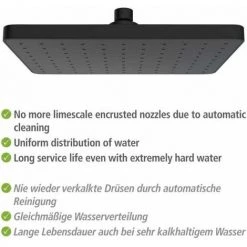 WENKO Tête De Douche Effet Pluie Automatic Cleaning Anticalcaire, Pommeau De Douche Italienne Avec Buses Autonettoyantes, Embout Universel 1/2", Design Carré, Plastique, 25x17 cm, Noir 11 WENKO Tête De Douche Effet Pluie Automatic Cleaning Anticalcaire, Pommeau De Douche Italienne Avec Buses Autonettoyantes, Embout Universel 1/2", Design Carré, Plastique, 25x17 cm, Noir -WENKO Soldes 35579990 5