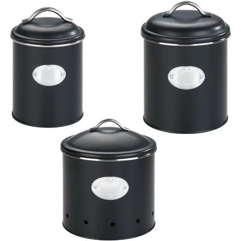 WENKO Lot De 3 Boites De Conservation Avec Couvercle Pour Oignon, Ail Et Pomme De Terre 3 WENKO Lot De 3 Boites De Conservation Avec Couvercle Pour Oignon, Ail Et Pomme De Terre