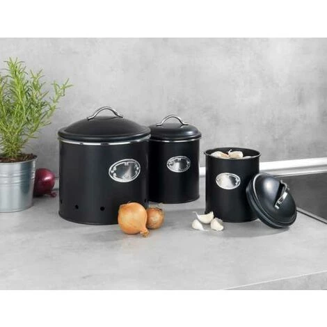 WENKO Lot De 3 Boites De Conservation Avec Couvercle Pour Oignon, Ail Et Pomme De Terre 4 WENKO Lot De 3 Boites De Conservation Avec Couvercle Pour Oignon, Ail Et Pomme De Terre – Image 2