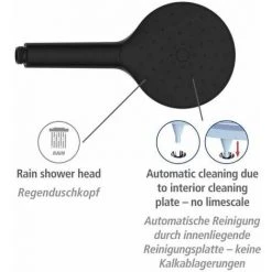 WENKO Pommeau De Douche Automatic Cleaning, Pommeau De Douche Anticalcaire, Avec Buses Autonettoyantes Prévenant L'apparition De Calcaire, Embout Universel 1/2", Plastique ABS, ø12 Cm, Noir 9 WENKO Pommeau De Douche Automatic Cleaning, Pommeau De Douche Anticalcaire, Avec Buses Autonettoyantes Prévenant L'apparition De Calcaire, Embout Universel 1/2", Plastique ABS, ø12 Cm, Noir -WENKO Soldes 36205266 3