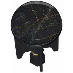 WENKO Bouchon D'évier Pluggy®, Bonde De Lavabo, Marble, Laiton Noir, Ø 3,9 X 6,5 Cm, Noir Effet Marbre