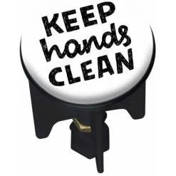 WENKO Bouchon D'évier Pluggy®, Bonde De Lavabo, Keep Clean, Laiton, Ø 3,9 X 6,5 Cm, Noir - Blanc