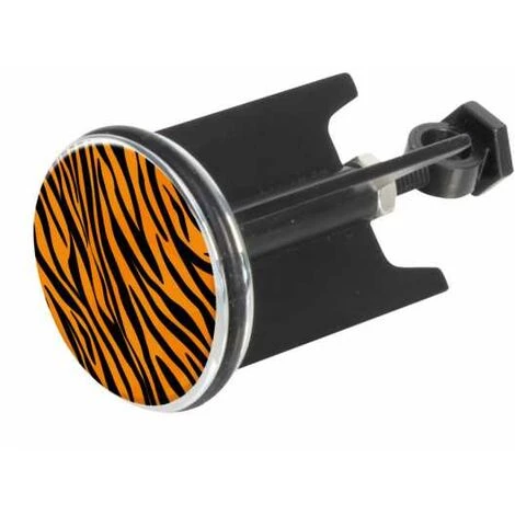 WENKO Bouchon D'évier Pluggy®, Bonde De Lavabo, Tiger, Laiton Noir, Ø 3,9 X 6,5 Cm, Noir - Orange 4 WENKO Bouchon D'évier Pluggy®, Bonde De Lavabo, Tiger, Laiton Noir, Ø 3,9 X 6,5 Cm, Noir - Orange – Image 2