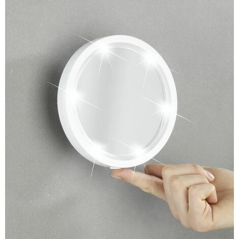 WENKO Miroir LED Mural à Ventouse Travel, Plastique, Blanc, Ø 13 X 4 Cm 5 WENKO Miroir LED Mural à Ventouse Travel, Plastique, Blanc, Ø 13 X 4 Cm – Image 3