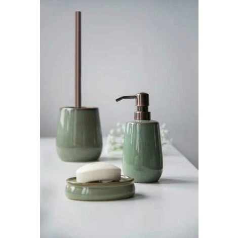 WENKO Distributeur Savon Liquide En Céramique Sirmione, Capacité 430 Ml, Céramique Moderne Haut De Gamme, Ø 8x17,5 Cm, Vert Sauge 6 WENKO Distributeur Savon Liquide En Céramique Sirmione, Capacité 430 Ml, Céramique Moderne Haut De Gamme, Ø 8x17,5 Cm, Vert Sauge – Image 4