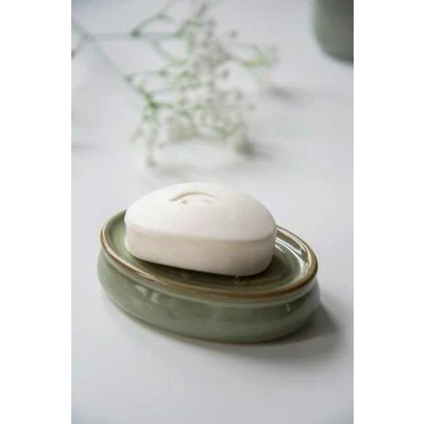 WENKO Porte Savon Sirmione, Porte Savon Céramique Pour Le Savon Solide, Utilisation Dans La Salle De Bain, Cuisine, Céramique, Ø 12x3 Cm, Vert Sauge 5 WENKO Porte Savon Sirmione, Porte Savon Céramique Pour Le Savon Solide, Utilisation Dans La Salle De Bain, Cuisine, Céramique, Ø 12x3 Cm, Vert Sauge – Image 3