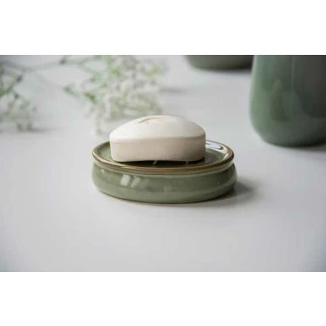 WENKO Porte Savon Sirmione, Porte Savon Céramique Pour Le Savon Solide, Utilisation Dans La Salle De Bain, Cuisine, Céramique, Ø 12x3 Cm, Vert Sauge 6 WENKO Porte Savon Sirmione, Porte Savon Céramique Pour Le Savon Solide, Utilisation Dans La Salle De Bain, Cuisine, Céramique, Ø 12x3 Cm, Vert Sauge – Image 4