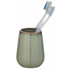 WENKO Porte Brosse à Dent Sirmione, Gobelet Salle De Bain Céramique, Pot Brosse à Dent Design Avec Liseré Cuivré, Céramique Haut De Gamme, Ø 8x10,5 Cm, Vert Sauge 5 WENKO Porte Brosse à Dent Sirmione, Gobelet Salle De Bain Céramique, Pot Brosse à Dent Design Avec Liseré Cuivré, Céramique Haut De Gamme, Ø 8x10,5 Cm, Vert Sauge -WENKO Soldes 37940138 2