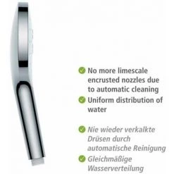WENKO Pommeau De Douche Automatic Cleaning, Pommeau De Douche 3 Jets, Avec Buses Autonettoyantes Prévenant L'apparition De Calcaire, Embout Universel 1/2", Plastique ABS, ø12 Cm, Blanc - Chromé -WENKO Soldes 38374780 5