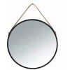 WENKO Miroir Mural Rond Borrone, Miroir Avec Cadre Métallique Noir Et Lanière De Suspension En Similicuir, Miroir Décoratif Au Design Industriel, Verre - Métal, Ø 40 Cm, Noir - Marron 2 WENKO Miroir Mural Rond Borrone, Miroir Avec Cadre Métallique Noir Et Lanière De Suspension En Similicuir, Miroir Décoratif Au Design Industriel, Verre - Métal, Ø 40 Cm, Noir - Marron -WENKO Soldes 39769815 1
