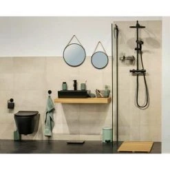 WENKO Miroir Mural Rond Borrone, Miroir Avec Cadre Métallique Noir Et Lanière De Suspension En Similicuir, Miroir Décoratif Au Design Industriel, Verre - Métal, Ø 40 Cm, Noir - Marron 8 WENKO Miroir Mural Rond Borrone, Miroir Avec Cadre Métallique Noir Et Lanière De Suspension En Similicuir, Miroir Décoratif Au Design Industriel, Verre - Métal, Ø 40 Cm, Noir - Marron -WENKO Soldes 39769815 3