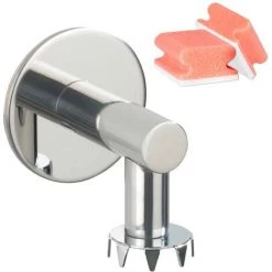 WENKO Turbo-Loc Porte Savon Aimanté, Porte Savon Magnétique, Fixation Murale Sans Perçage, Lot De 2 éponges Offertes