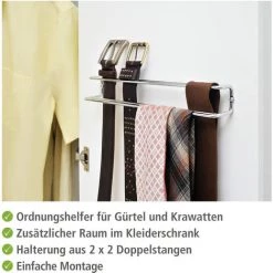 WENKO Porte Ceinture Et Porte Cravate Mural Pour Dressing, 36x5x4.5 Cm, Lot De 2 éponges Offertes 11 WENKO Porte Ceinture Et Porte Cravate Mural Pour Dressing, 36x5x4.5 Cm, Lot De 2 éponges Offertes -WENKO Soldes 39840256 5